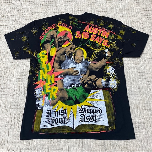 Backstock Co Stone Cold Steve Austin Texas Rattlesnake T-shirt WWF AOP New - Picture 7 of 13